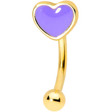 Load image into Gallery viewer, 16G 5/16 Gold Tone Purple Heart Valentines Curved Eyebrow Ring
