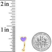 Load image into Gallery viewer, 16G 5/16 Gold Tone Purple Heart Valentines Curved Eyebrow Ring
