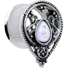 Load image into Gallery viewer, White Faux Opal Filigree Double Flare Plug Set
