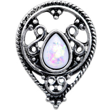 Load image into Gallery viewer, White Faux Opal Filigree Double Flare Plug Set
