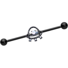 Load image into Gallery viewer, 14G Black White Faux Opal UFO Industrial Barbell 38mm
