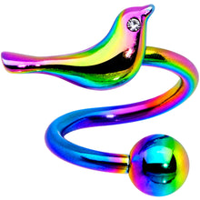 Load image into Gallery viewer, Clear Gem Rainbow Bird Spiral Twister Belly Ring
