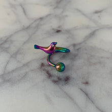 Load image into Gallery viewer, Clear Gem Rainbow Bird Spiral Twister Belly Ring
