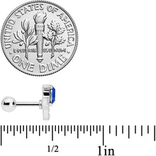 Load image into Gallery viewer, 16G 1/4 Clear Blue Gem Art Deco Fan Cartilage Tragus Earring
