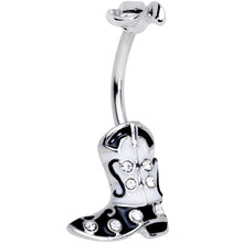 Load image into Gallery viewer, Clear Gem Western Boot Hat Belly Ring
