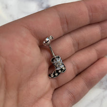 Load image into Gallery viewer, Clear Gem Western Boot Hat Belly Ring
