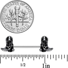 Load image into Gallery viewer, 14G 9/16 Clear Gem Cowboy Boot Barbell Nipple Ring Set
