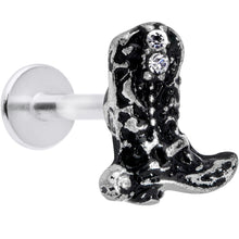 Load image into Gallery viewer, 16G 5/16 Clear Gem Cowboy Boot Labret Monroe Tragus
