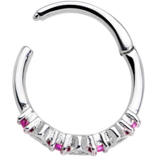 Load image into Gallery viewer, 16G 3/8 Clear Pink CZ Gem Hearts Hinged Segment Ring
