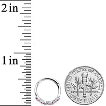 Load image into Gallery viewer, 16G 3/8 Clear Pink CZ Gem Hearts Hinged Segment Ring

