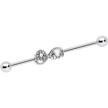Load image into Gallery viewer, 14G Clear Gem Infinity Swirl Industrial Barbell 38mm
