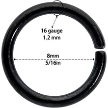 Load image into Gallery viewer, 16G 5/16 Black Anodized Seamless Cartilage Ring Set of 12

