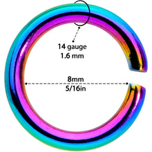 Load image into Gallery viewer, 14G 5/16 Rainbow Anodized Seamless Cartilage Ring Set of 12
