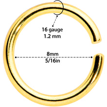 Load image into Gallery viewer, 16G 5/16 Steel Gold Tone Seamless Cartilage Ring Set of 12
