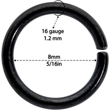 Load image into Gallery viewer, 16G 5/16 Steel Black Anodized Seamless Cartilage Ring Set of 12
