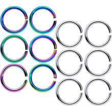Load image into Gallery viewer, 16G 5/16 Steel Rainbow Anodized Seamless Cartilage Ring Set of 12
