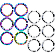 Load image into Gallery viewer, 14G 5/16 Steel Rainbow Anodized Seamless Cartilage Ring Set of 12
