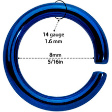 Load image into Gallery viewer, 14G 5/16 Steel Blue Anodized Seamless Cartilage Ring Set of 12

