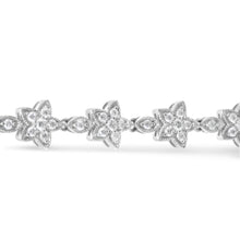 Load image into Gallery viewer, 14K White Gold 1 1/5 Cttw Round Diamond Flower Blossom Link Bracelet (H-I Color, SI1-SI2 Clarity) - Size 7"

