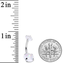 Load image into Gallery viewer, White Faux Opal Grade 23 Titanium Internally Threaded Belly Ring
