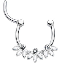 Load image into Gallery viewer, 16G 3/8 Clear Gem White Leaves Septum Clicker
