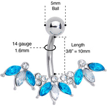 Load image into Gallery viewer, Clear Aqua Gem Comely Clusters Belly Ring

