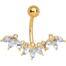 Load image into Gallery viewer, Clear Gem Gold Tone Anodized Comely Clusters Belly Ring
