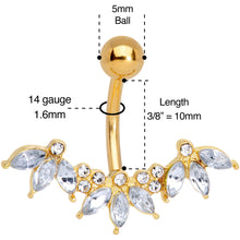 Load image into Gallery viewer, Clear Gem Gold Tone Anodized Comely Clusters Belly Ring
