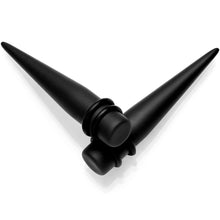 Load image into Gallery viewer, Black Matte Acrylic Straight Taper Set Available in Sizes 12G to 00G
