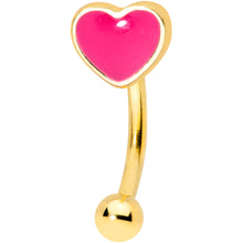 Load image into Gallery viewer, 16G 5/16 Gold Tone Pink Heart Valentines Day Curved Eyebrow Ring
