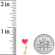 Load image into Gallery viewer, 16G 5/16 Gold Tone Pink Heart Valentines Day Curved Eyebrow Ring
