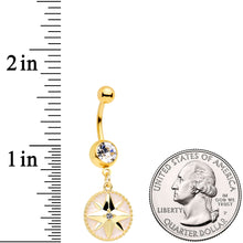 Load image into Gallery viewer, Clear Gem Gold Tone Sailors Compass Dangle Belly Ring
