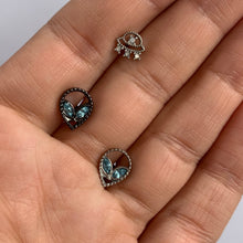Load image into Gallery viewer, 16G 5/16 Aqua Gem Black Alien Labret Monroe Tragus
