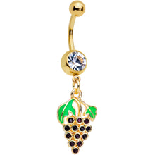 Load image into Gallery viewer, Clear Gem Gold Tone Delicious Grapes Dangle Belly Ring
