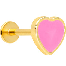 Load image into Gallery viewer, 16G 5/16 Gold Tone Pink Heart Valentines Day Labret Tragus Monroe
