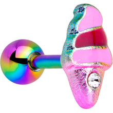 Load image into Gallery viewer, 16G 1/4 Clear Gem Rainbow Ice Cream Cone Cartilage Tragus
