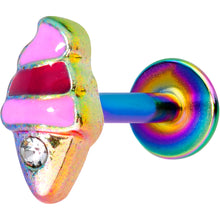 Load image into Gallery viewer, 16G 5/16 Clear Gem Rainbow Ice Cream Cone Labret Monroe Tragus
