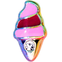 Load image into Gallery viewer, 20G 1/4 Clear Gem Rainbow Ice Cream Cone L Shaped Nose Ring
