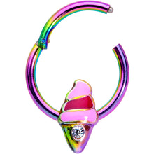 Load image into Gallery viewer, 16G 3/8 Clear Gem Rainbow Ice Cream Cone Hinged Segment Ring
