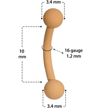 Load image into Gallery viewer, 16G 5/16 Tan Acrylic Matte Curved Eyebrow Ring
