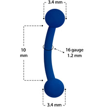 Load image into Gallery viewer, 16G 5/16 Blue Acrylic Matte Curved Eyebrow Ring
