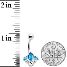 Load image into Gallery viewer, Clear Aqua Gem Classic Cluster Belly Ring
