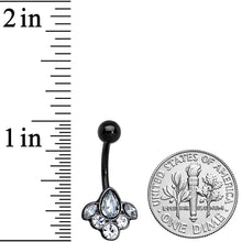 Load image into Gallery viewer, Clear Gem Black Anodized Classic Cluster Belly Ring
