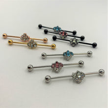 Load image into Gallery viewer, 14G Clear Gem Classic Cluster Industrial Barbell 38mm
