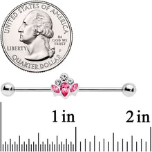Load image into Gallery viewer, 14G Pink Clear Gem Classic Cluster Industrial Barbell 38mm
