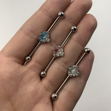 Load image into Gallery viewer, 14G Clear Gem Classic Cluster Industrial Barbell 38mm
