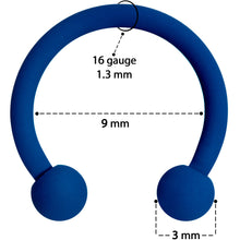Load image into Gallery viewer, 16G 3/8 Beautiful Blue Horseshoe Circular Barbell
