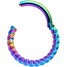 Load image into Gallery viewer, 14G 3/8 Rainbow Twisted Elegance Cartilage Septum Clicker
