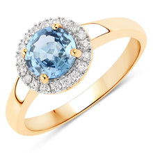 Load image into Gallery viewer, 1.03 Carat Genuine Blue Sapphire and White Diamond 14K Yellow Gold Ring
