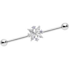 Load image into Gallery viewer, 14G Clear CZ Gem Star Burst Industrial Barbell 38mm
